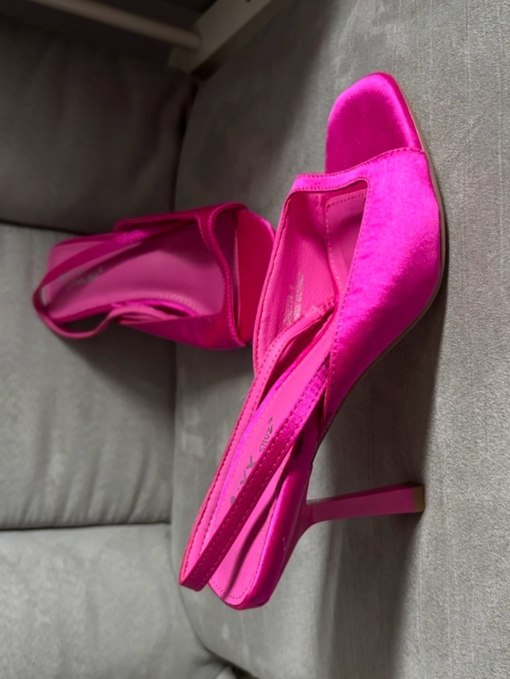 Bright Pink Satin Slingback Heels size 7